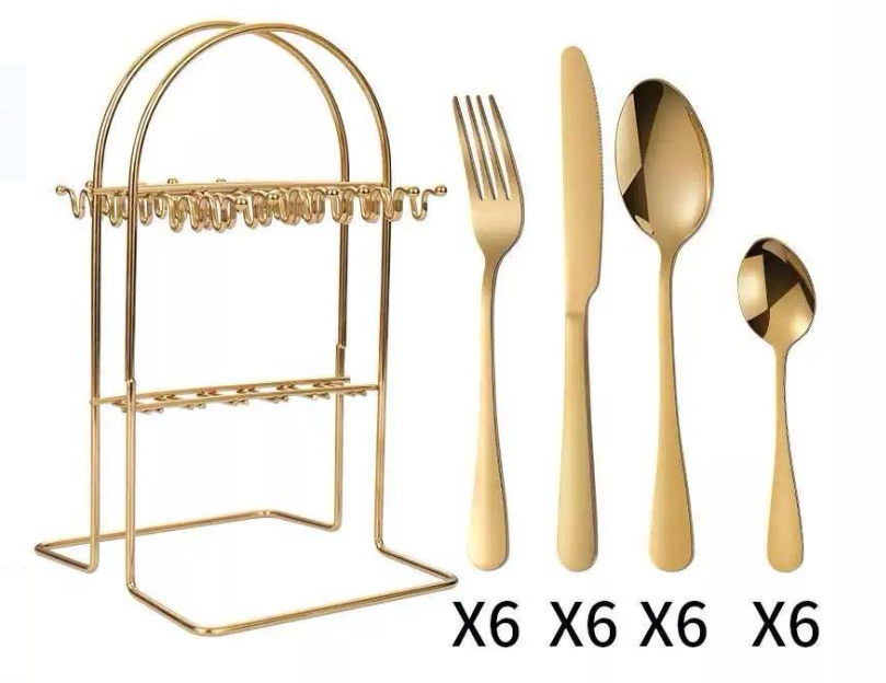 SET DE CUBIERTOS DORADOS DE 24 PIEZAS